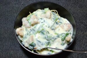 鶏の唐揚げ&ホウレン草